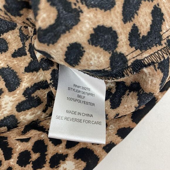 Daniel Rainn Brown Animal Print Sleeveless Blouse Chiffon V-Neck Tank Size M - Picture 5 of 8